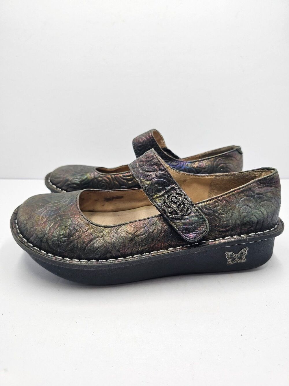 Alegria Paloma Floral Iridescent Leather Mary Jane Shoes Womens EU 38 US 8-8.5 - Picture 2 of 10